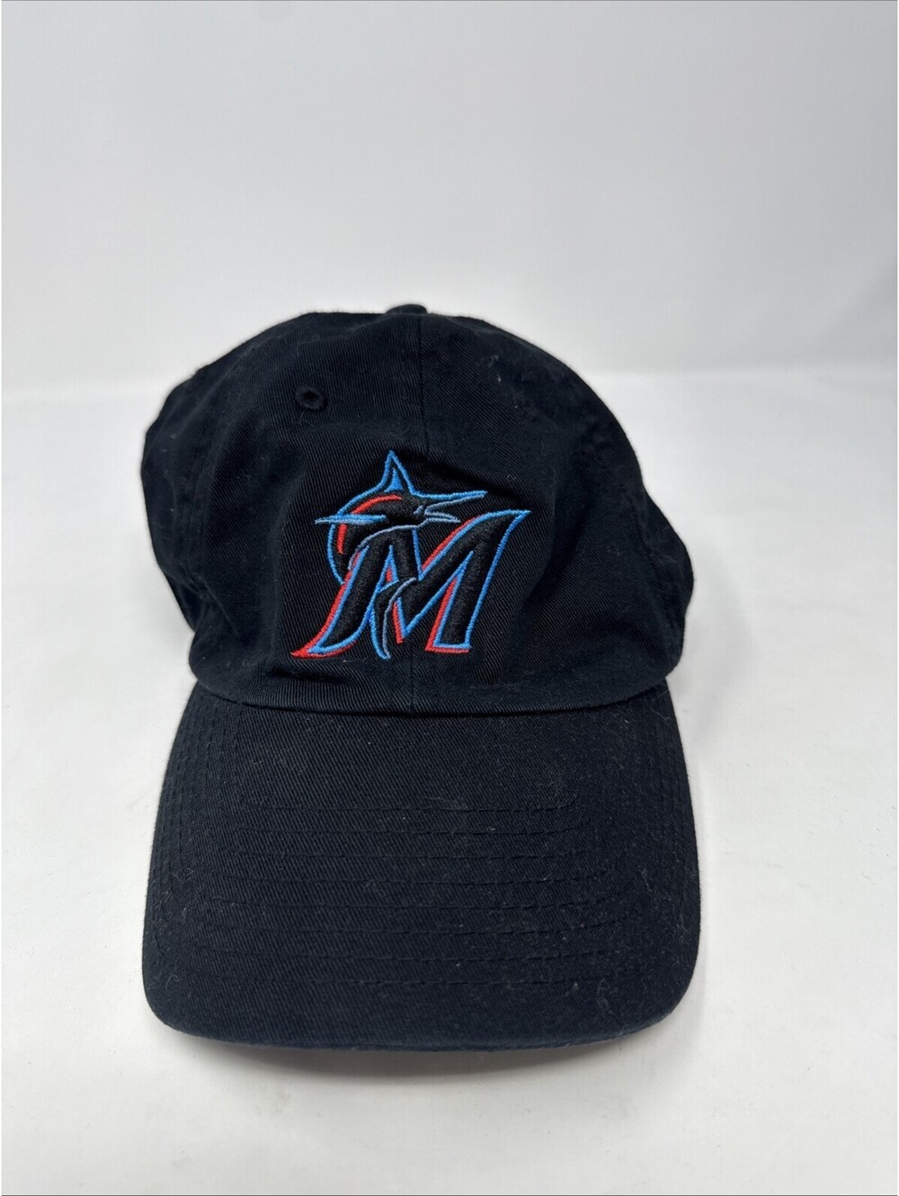 47 BRAND MLB MAIMI MARLINS BLACK CAP/HAT EMBROIDERED ADJUSTABLE